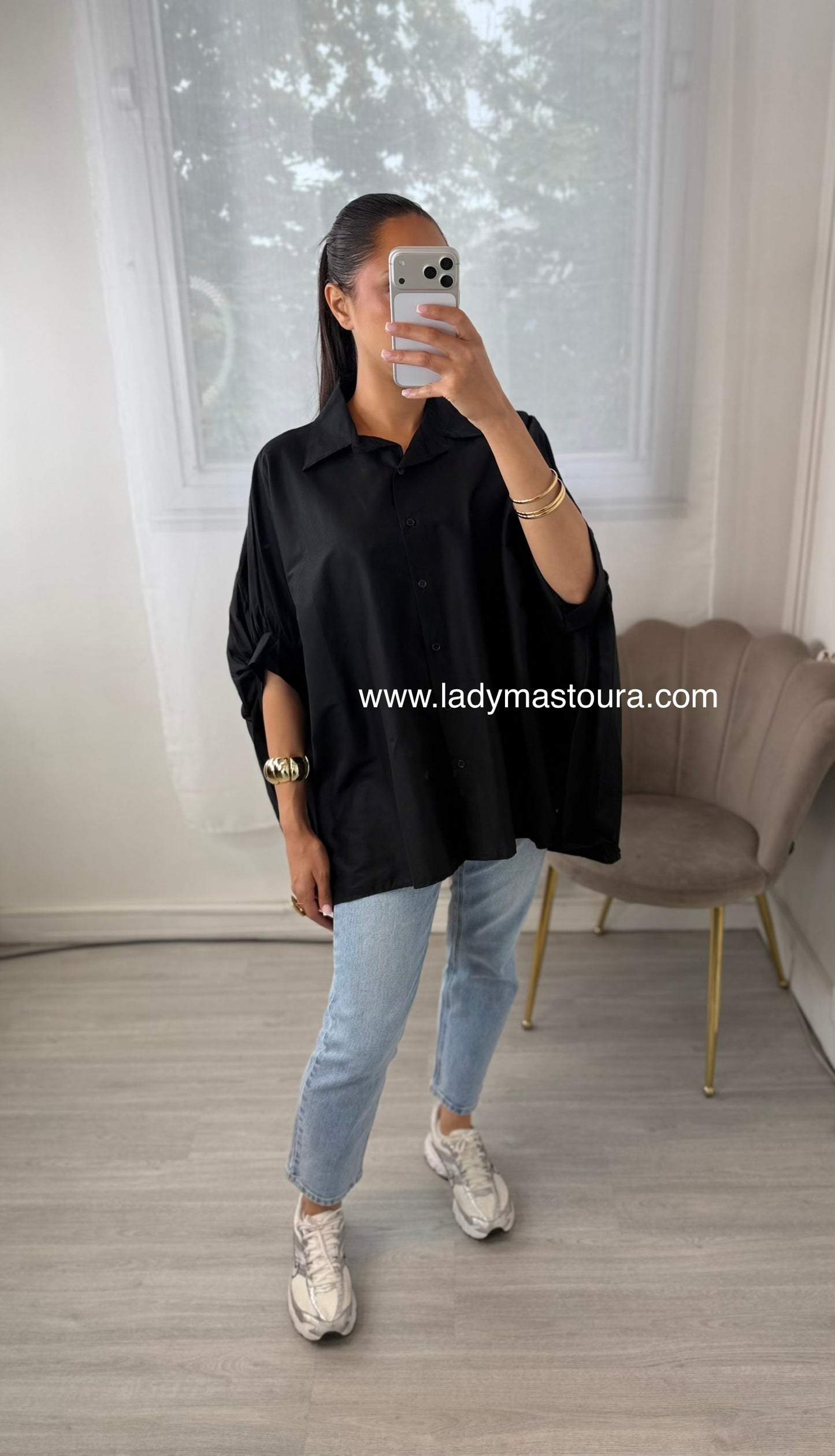 Chemise en popeline - Noire