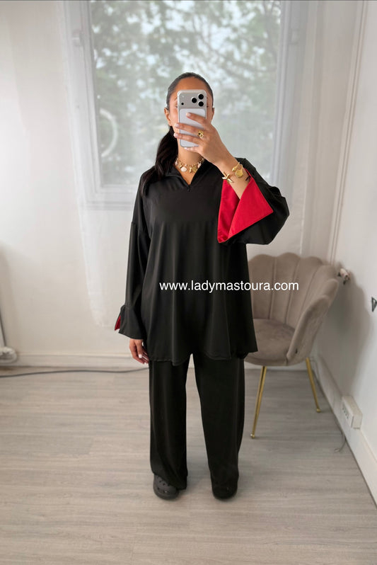 Burkini Bicolore - Noir et rouge