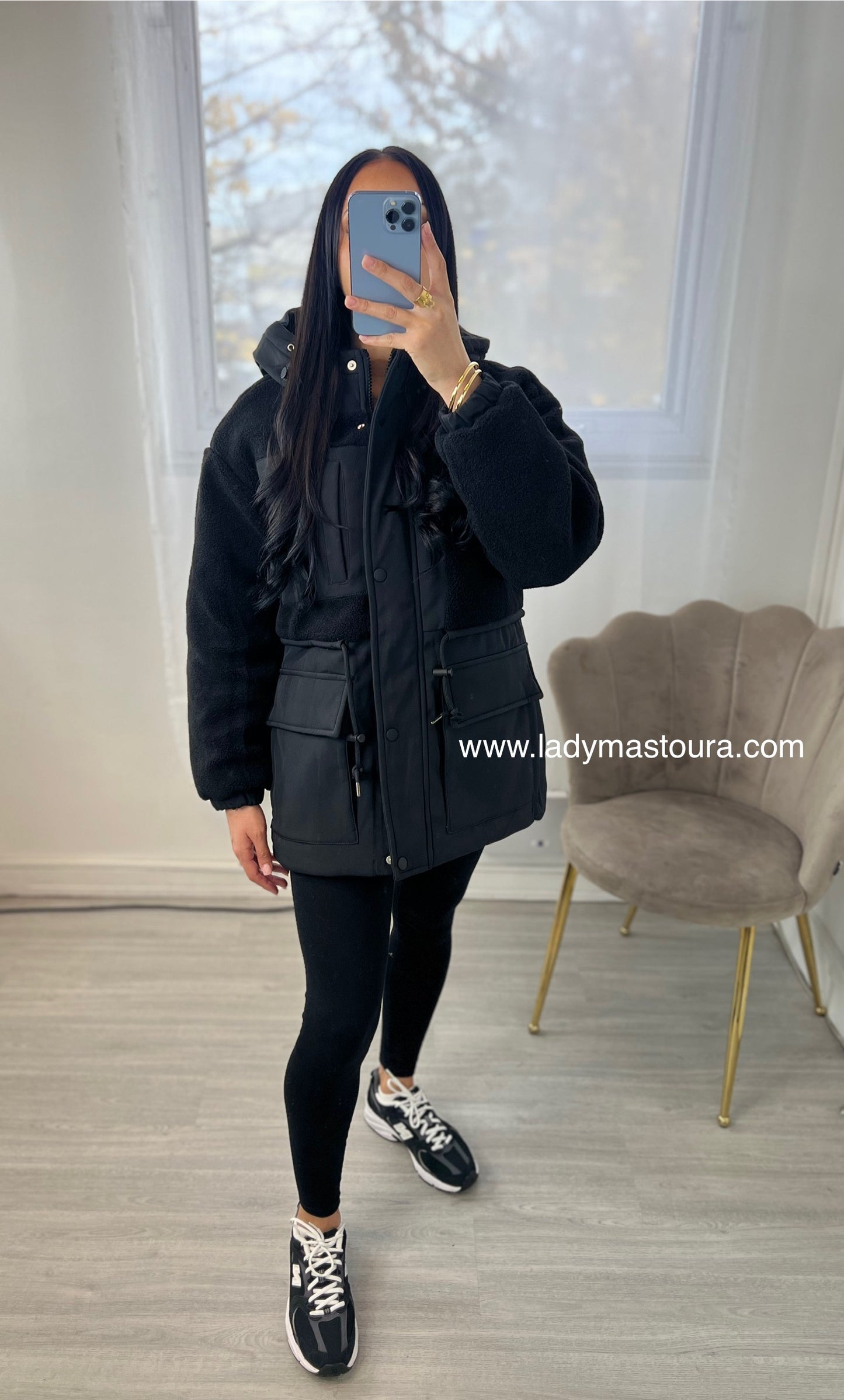 Parka bi-matière à capuche