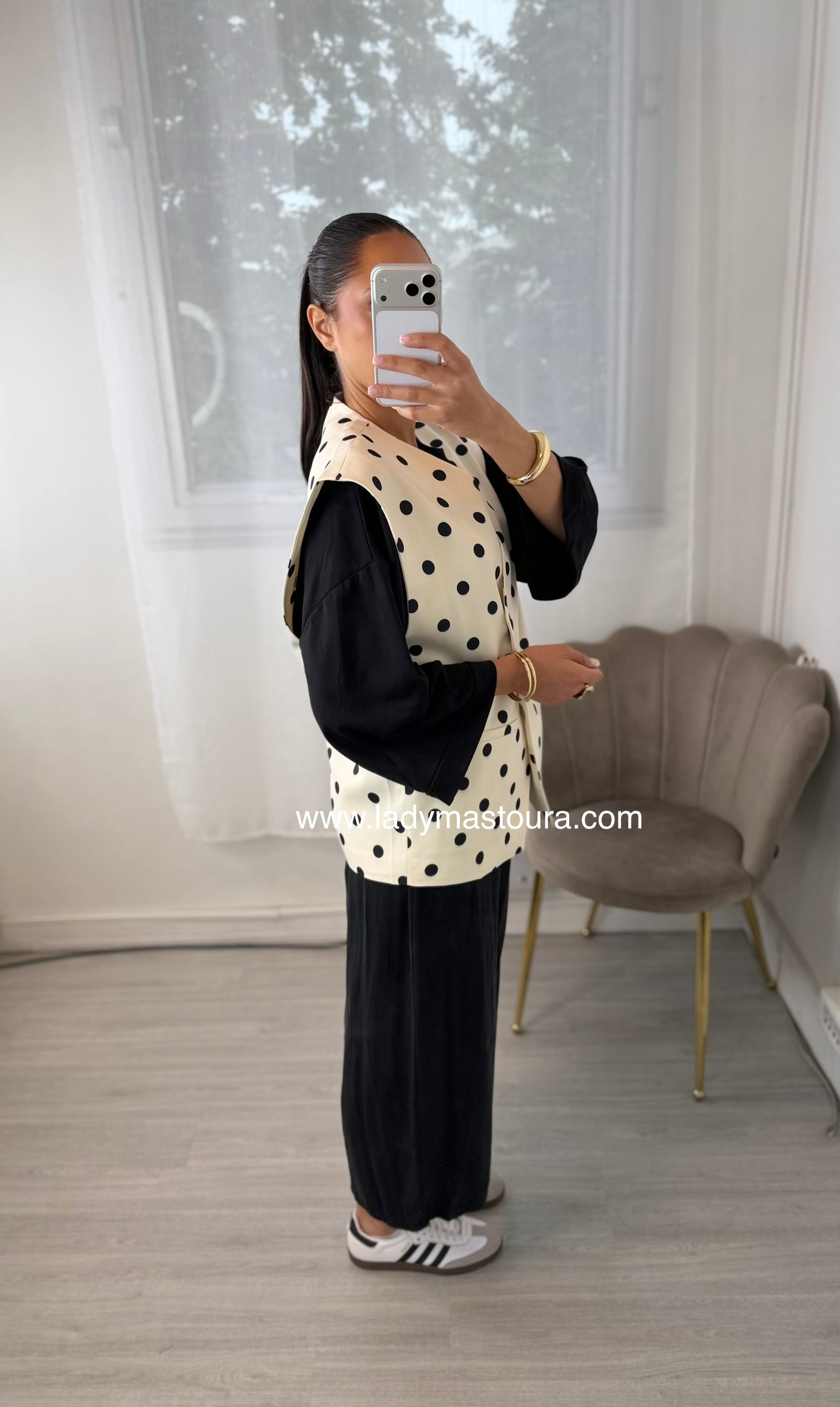 Gilet sans manches à pois