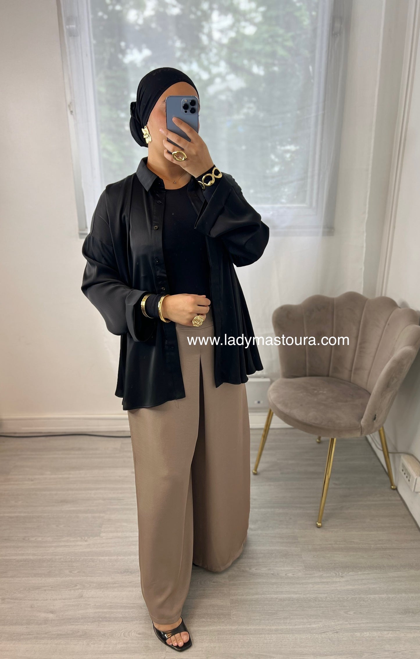 Pantalon fluide large - Taupe