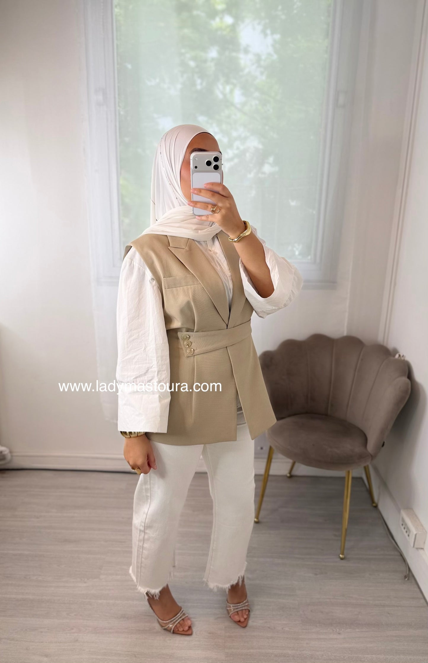 Blazer sans manches - Beige Clair
