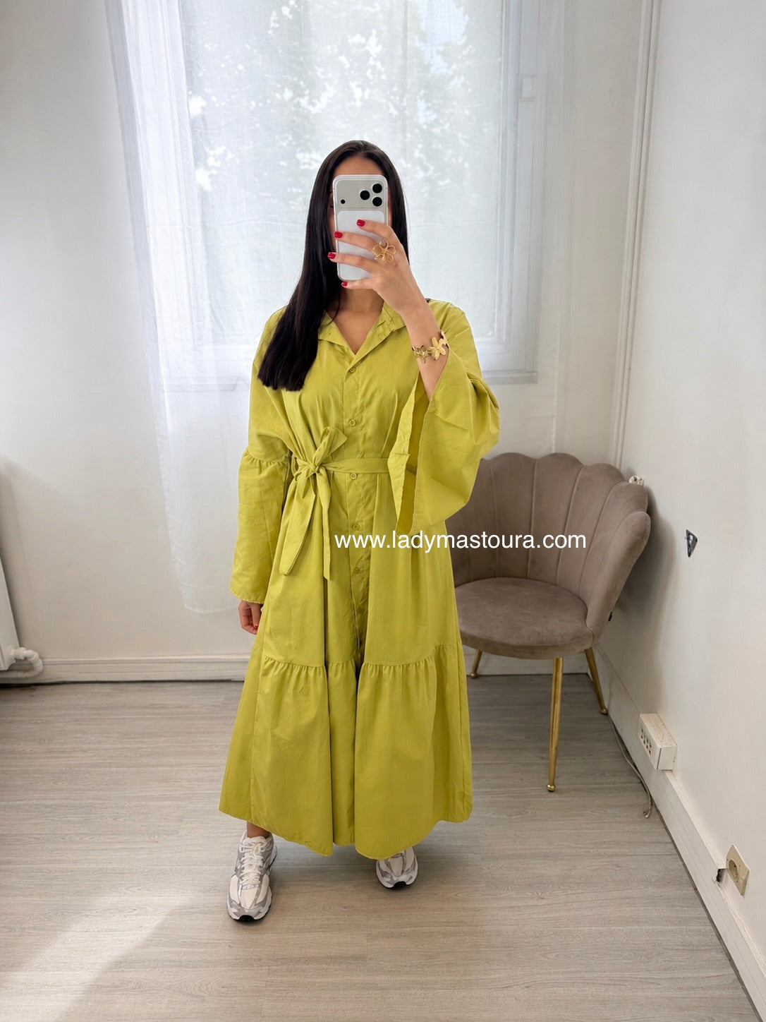 Robe en popeline - Vert Pomme
