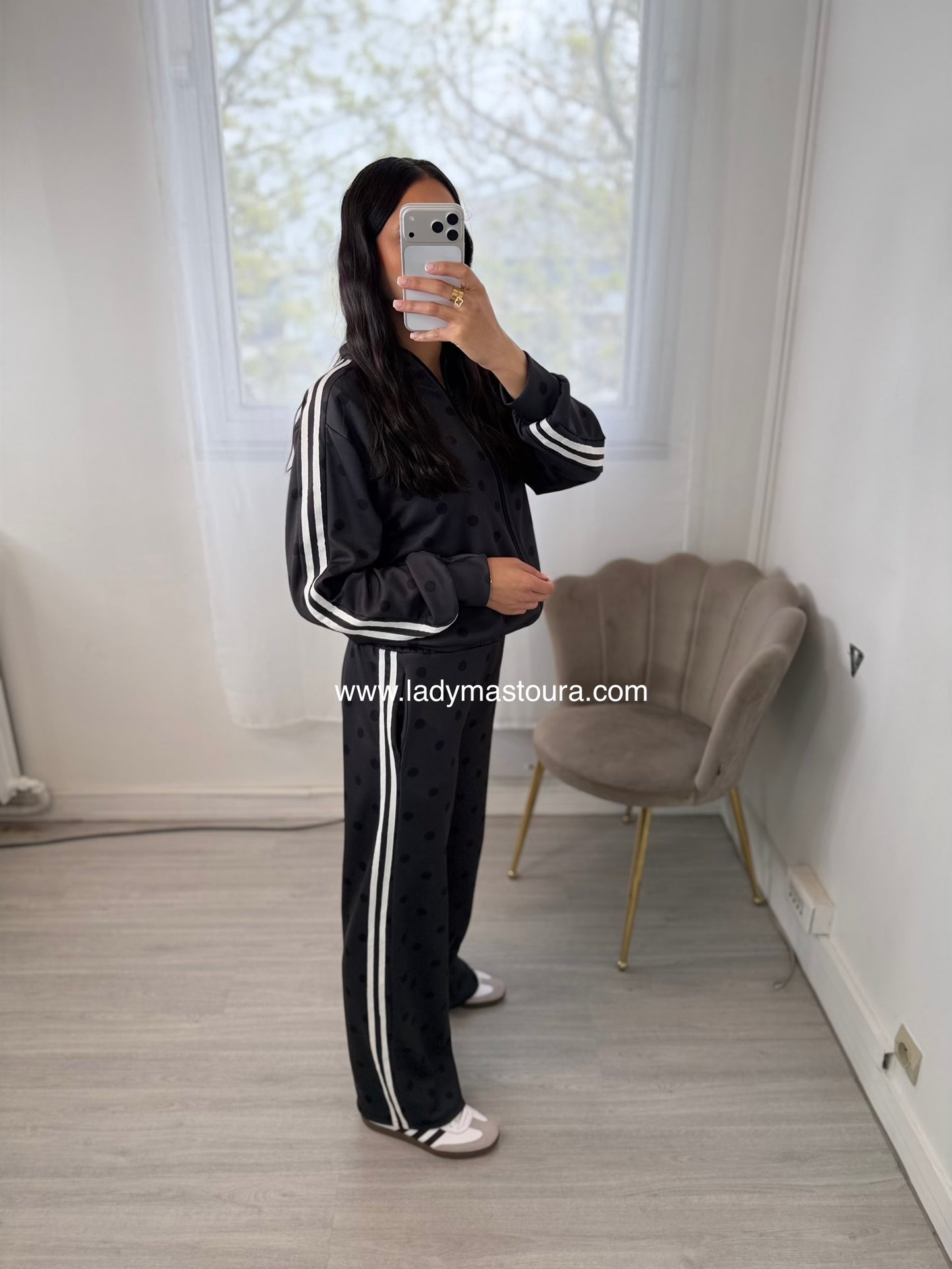 Ensemble à pois - Noir