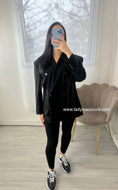 Blazer surpiqué - Noire
