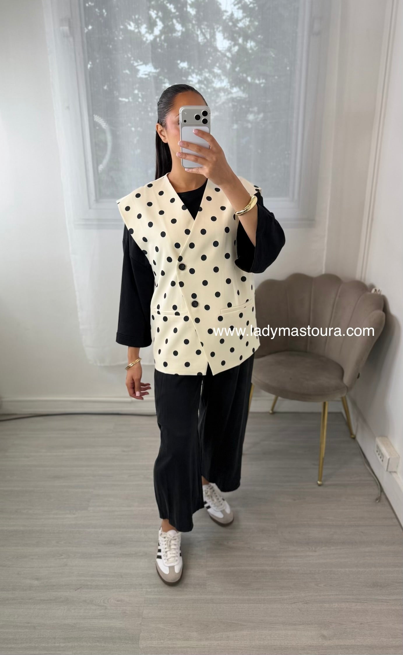Gilet sans manches à pois