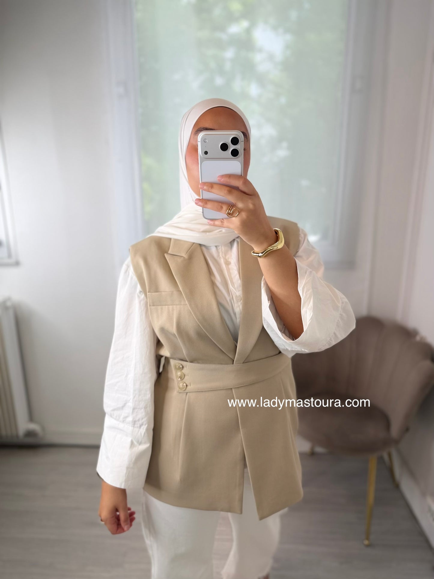 Blazer sans manches - Beige Clair