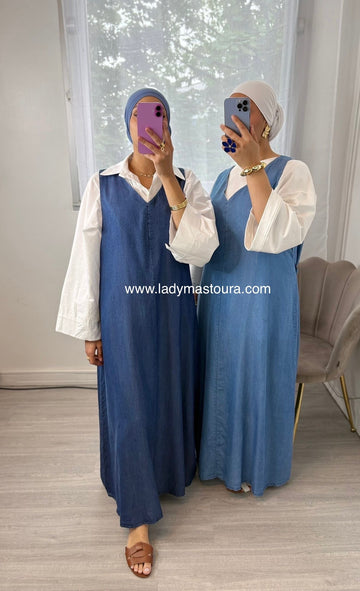 Robe Denim sans manches - Bleu Foncé
