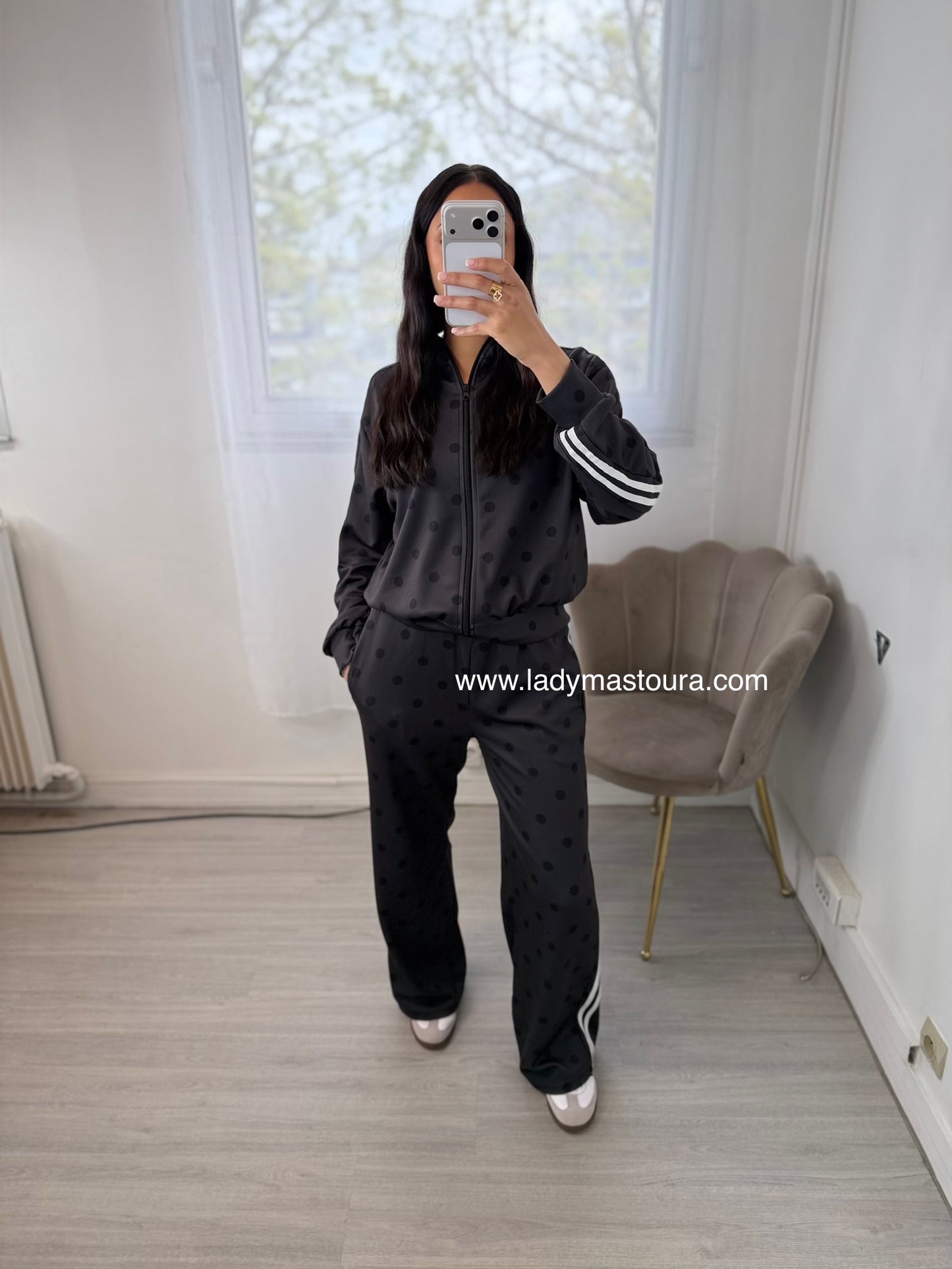 Ensemble à pois - Noir