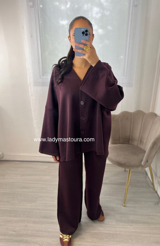 Ensemble Comfy à bouton - Prune