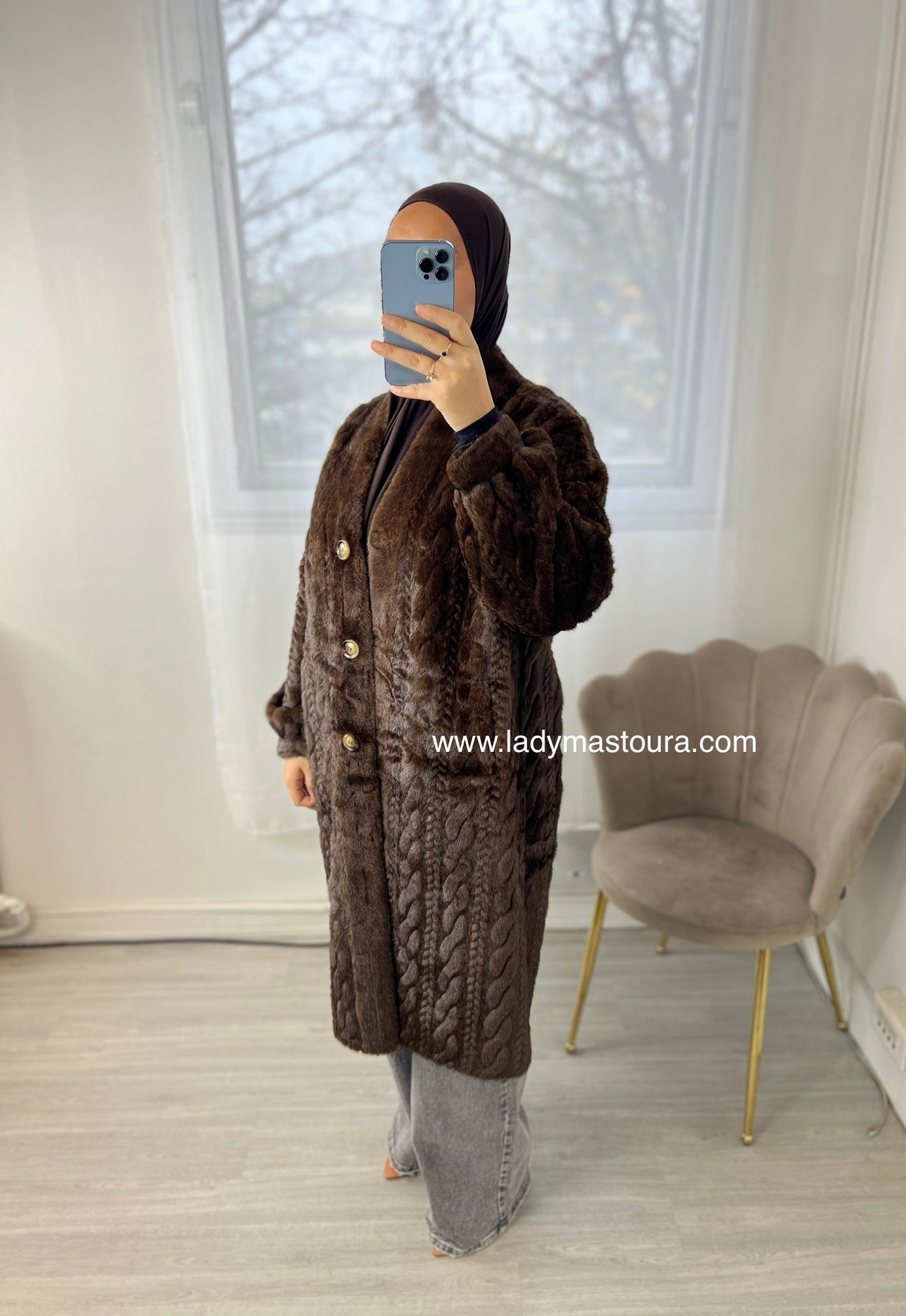 Manteau longue fourrure - qualité premium