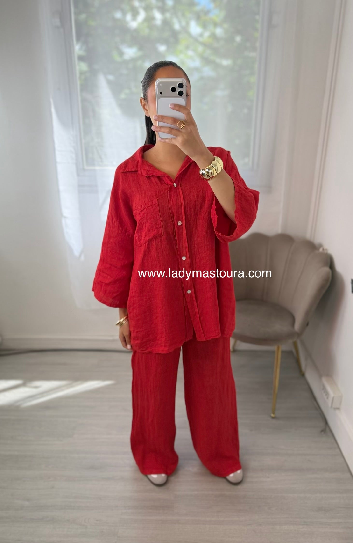 Ensemble 100% lin - Rouge