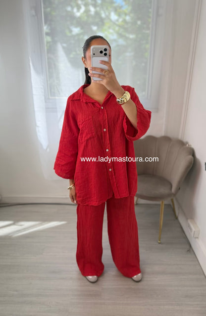Ensemble 100% lin - Rouge