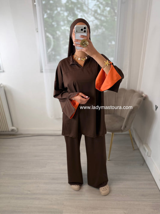 Burkini Bicolore - Chocolat et Orange