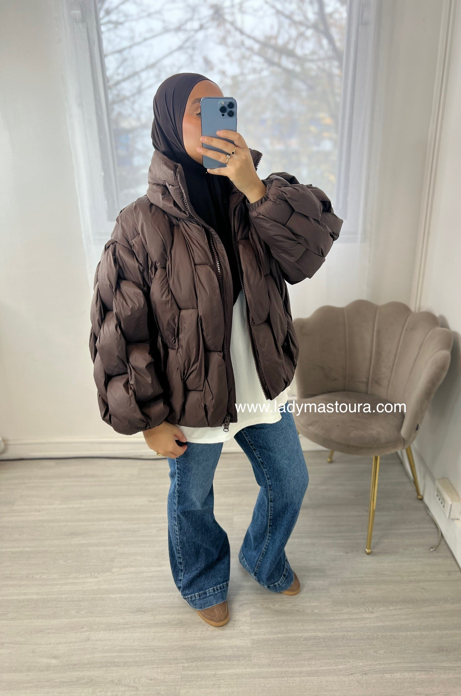 Doudoune tressée - choco Précommande expédition le 22 novembre