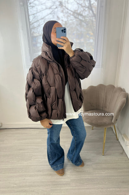 Doudoune tressée - choco Précommande expédition le 22 novembre