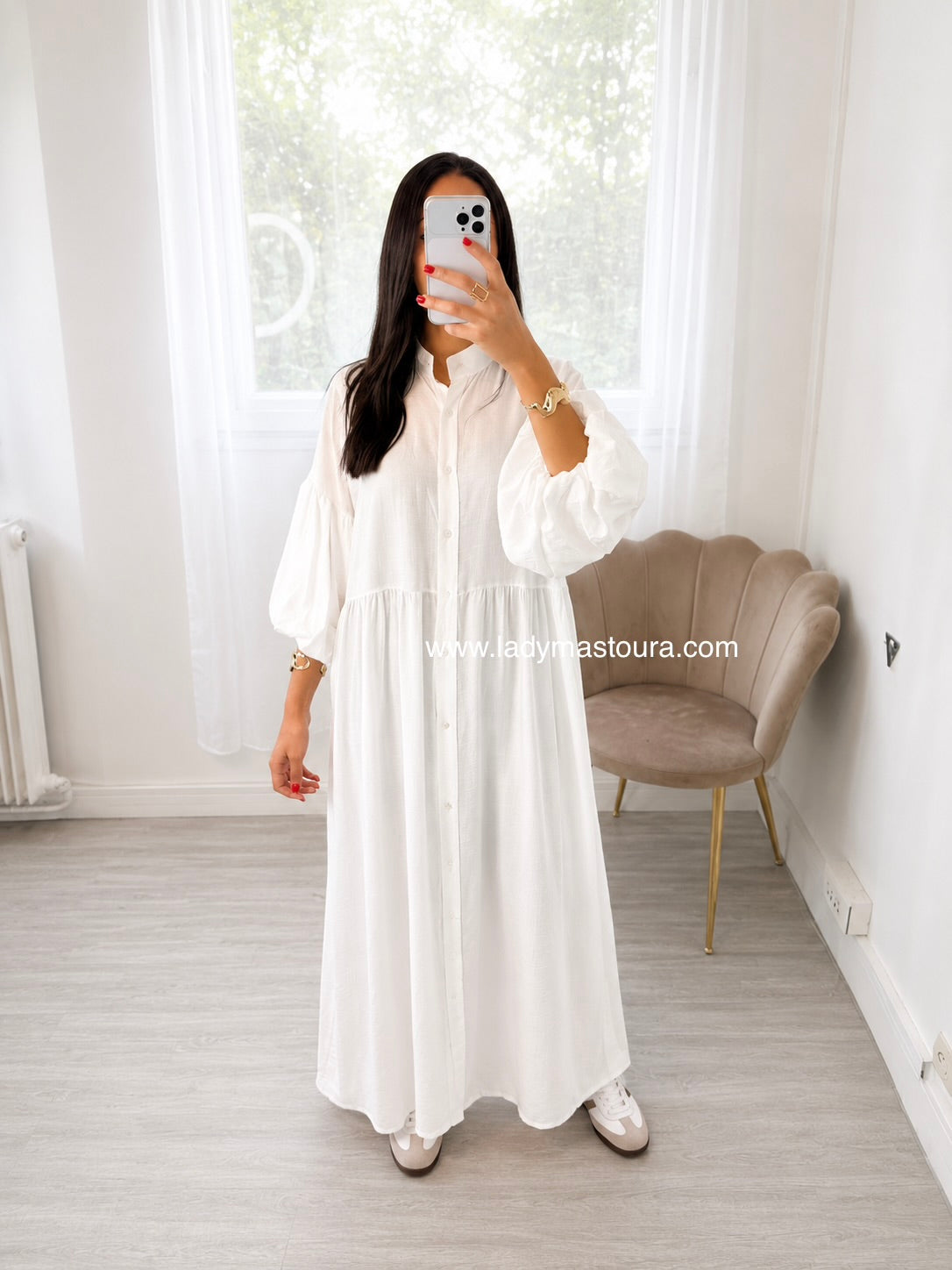 Robe Manche 3/4 - Blanche