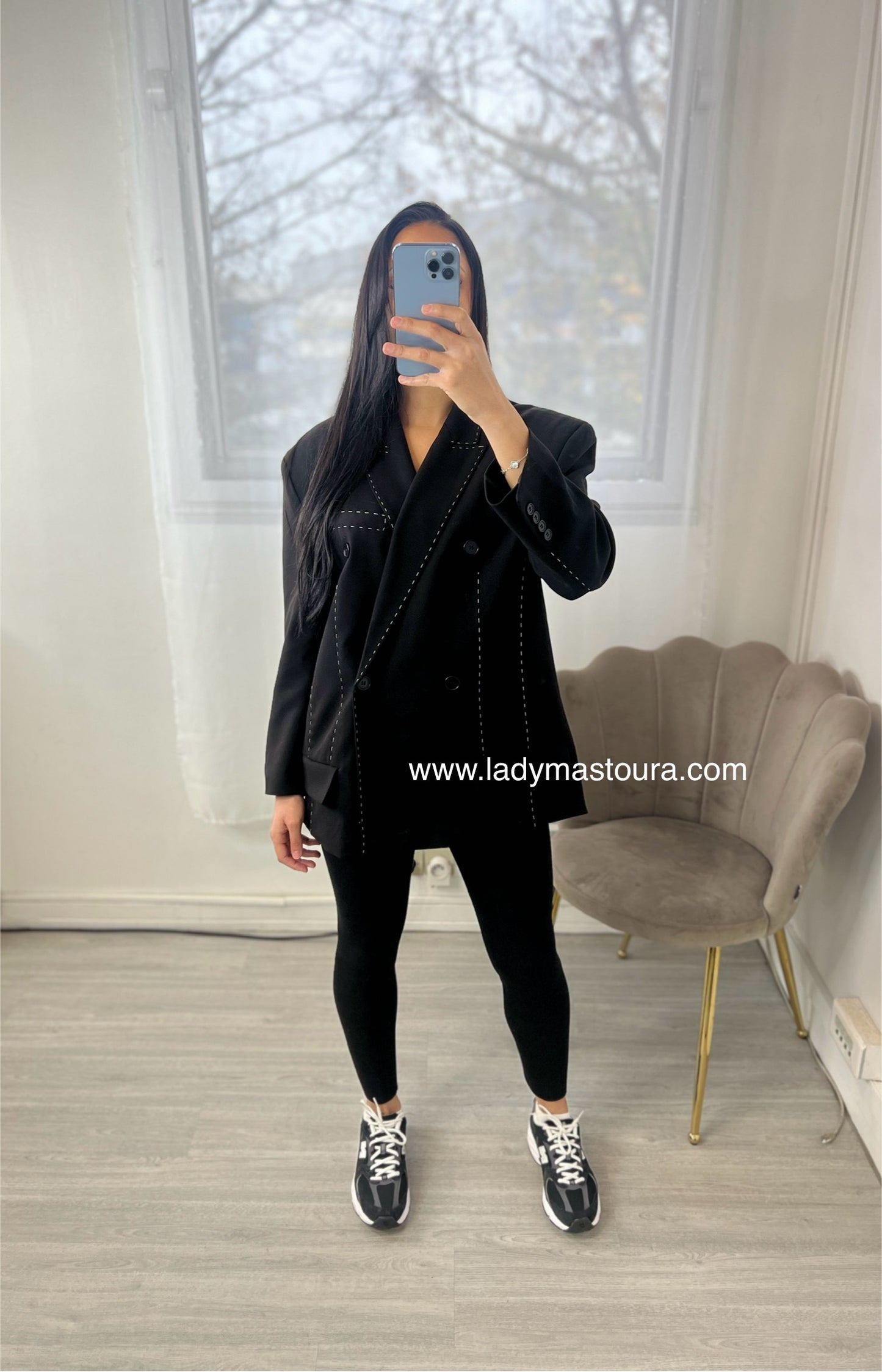 Blazer surpiqué - Noire