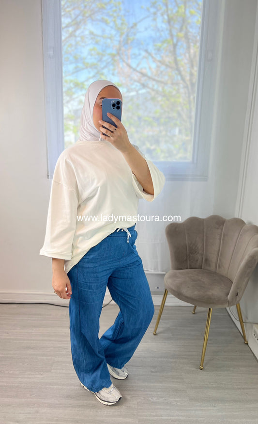 Pantalon en denim fluide - Bleu foncé