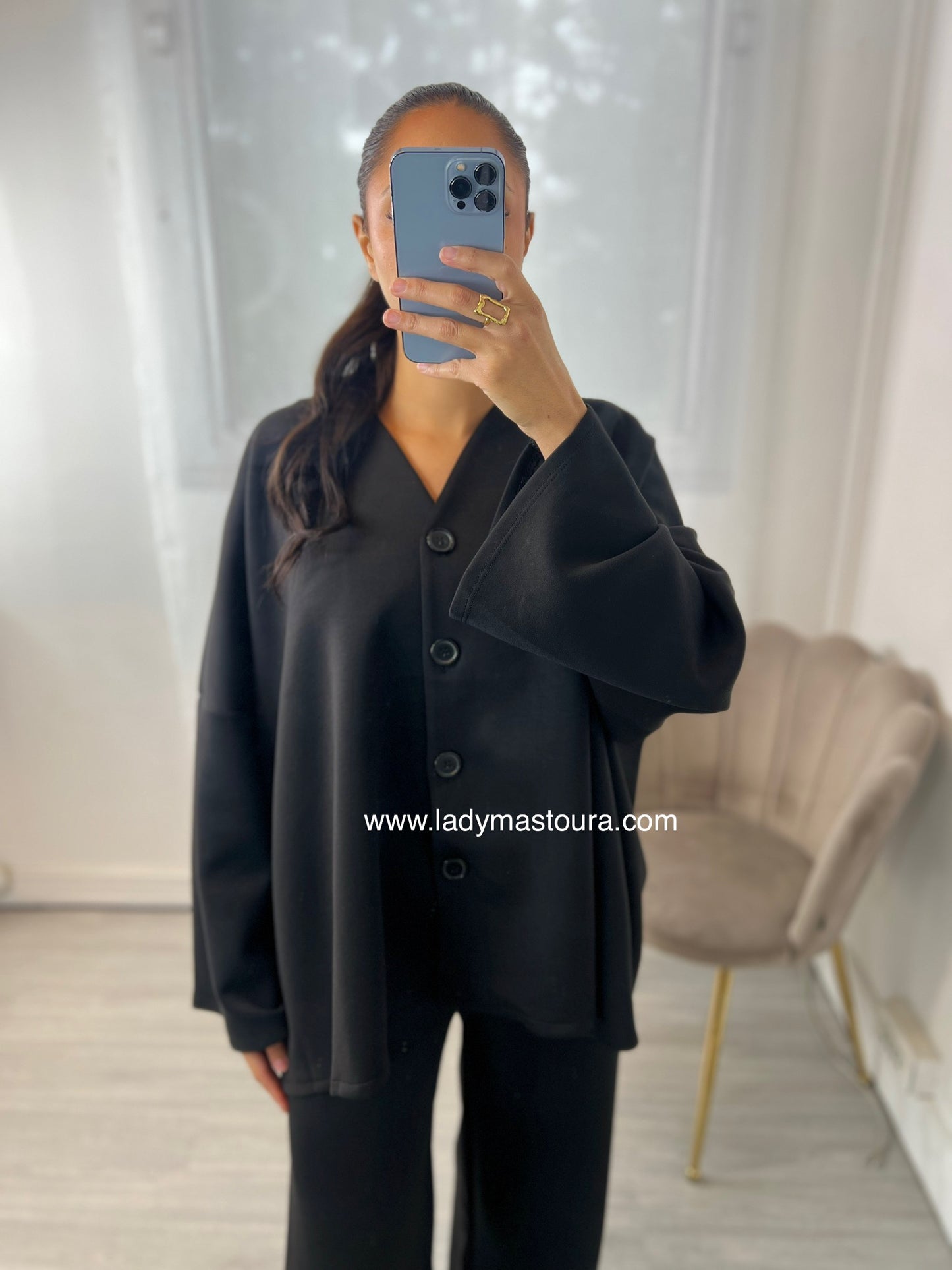 Ensemble Comfy à bouton - Noir