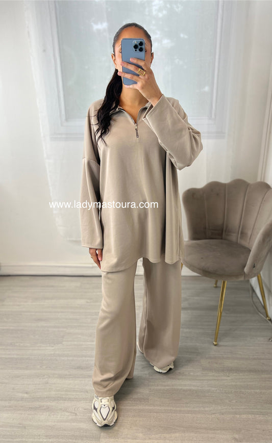 Ensemble Zip - Taupe