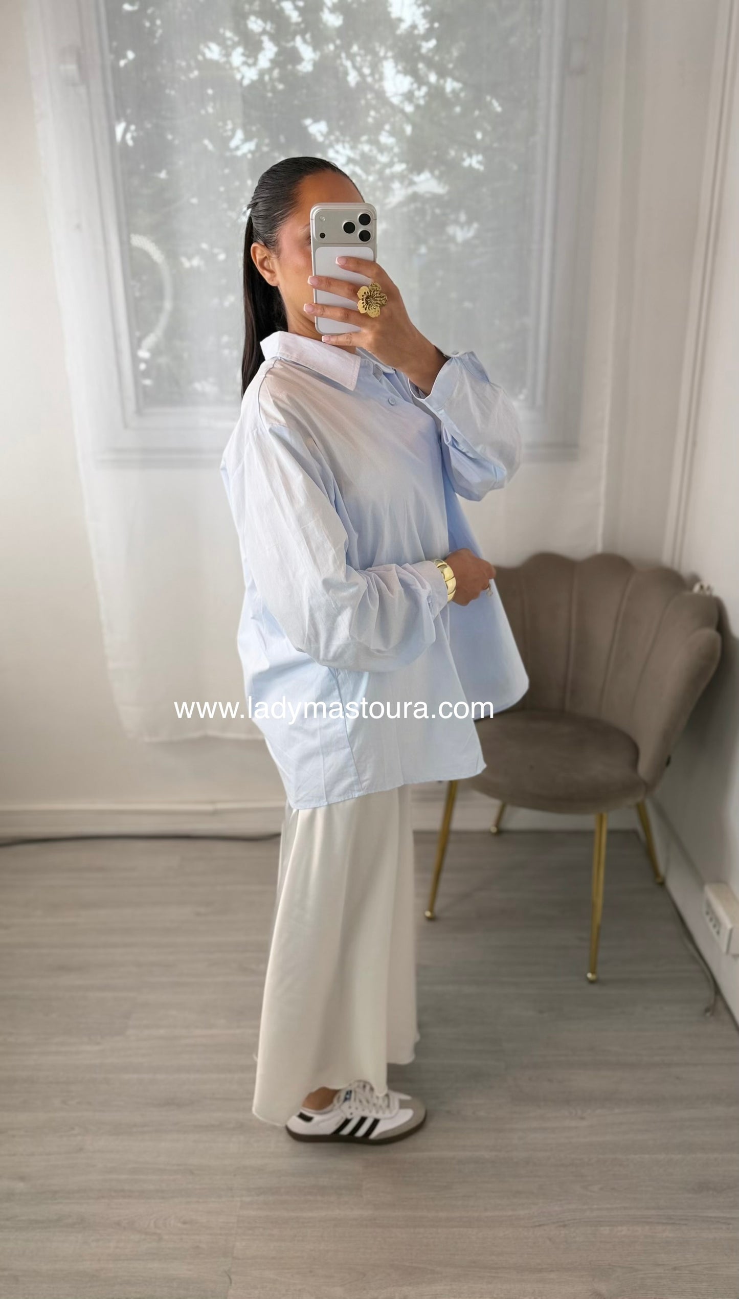 Chemise asymétrique - Bleue