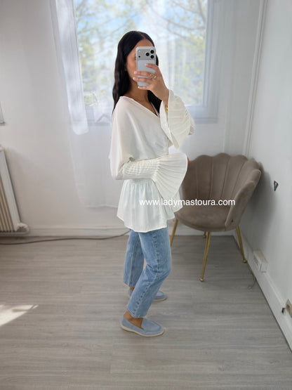 Blouse à volant - Blanche