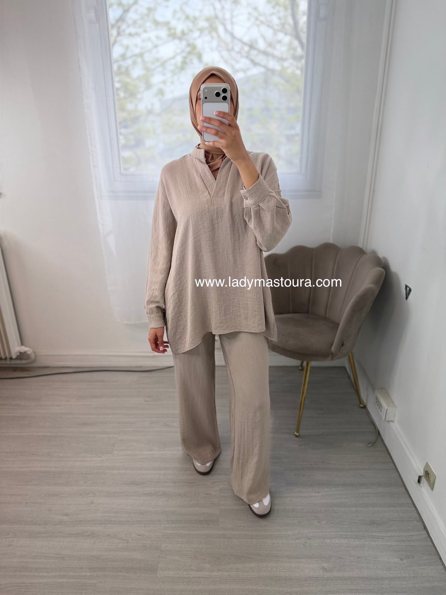 Ensemble Jamila - Taupe (Effet Lin)