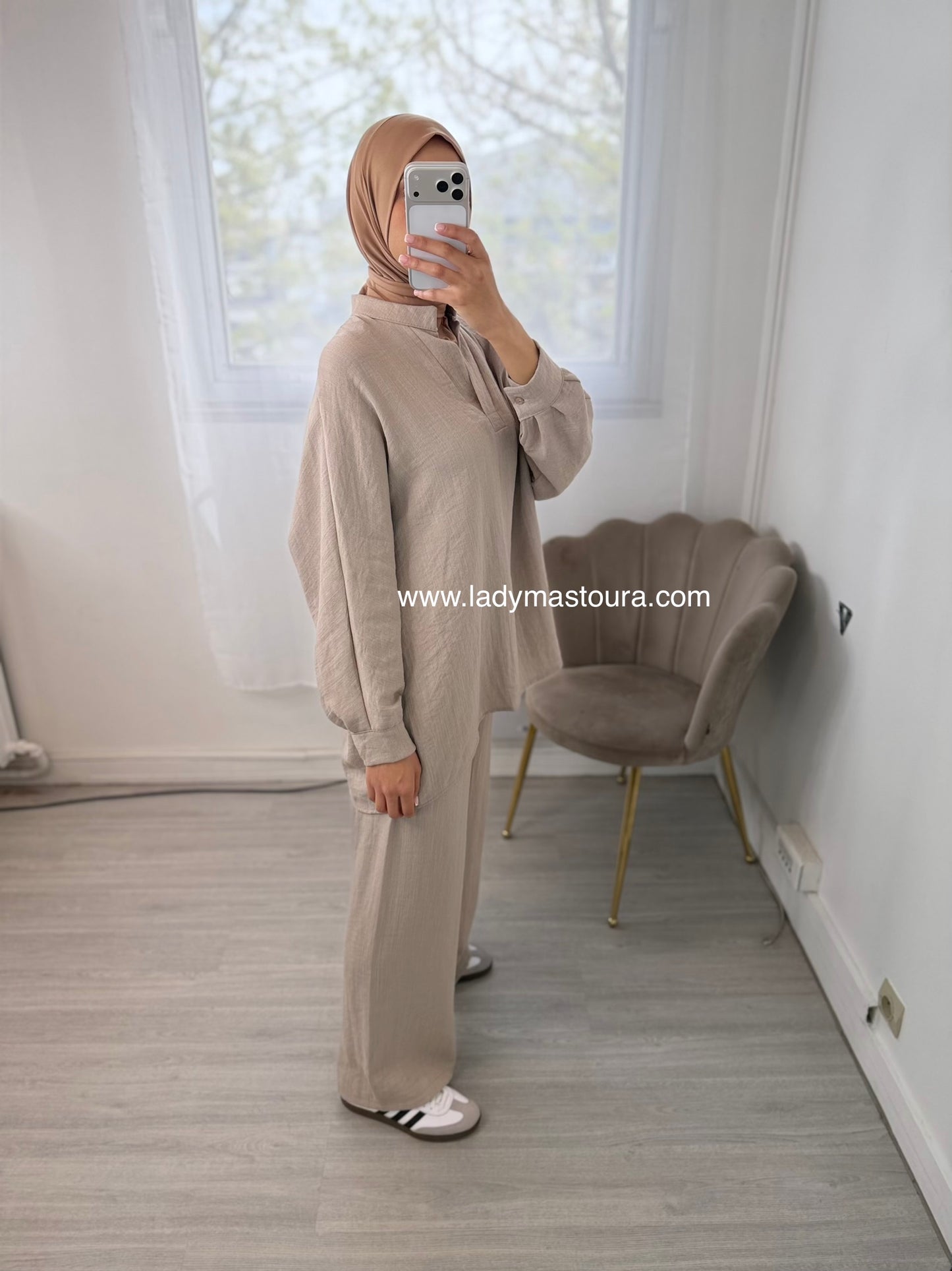 Ensemble Jamila - Taupe (Effet Lin)