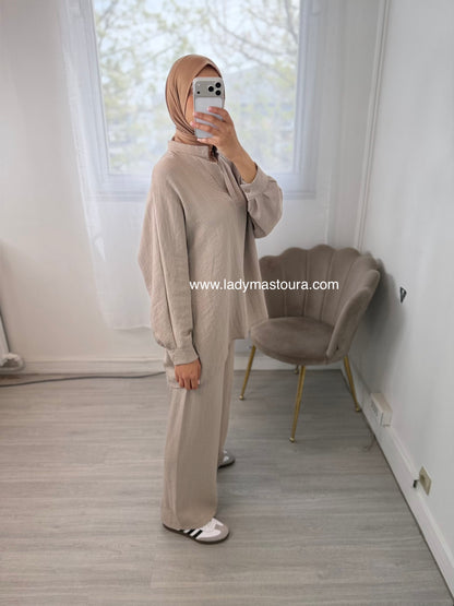 Ensemble Jamila - Taupe (Effet Lin)