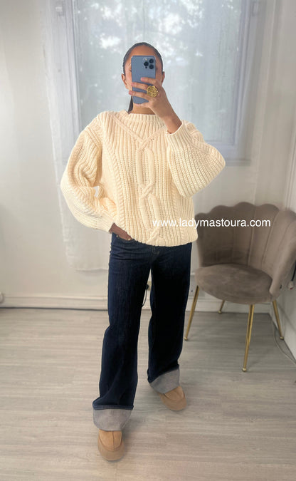 Pull en maille tressé - Plusieurs coloris