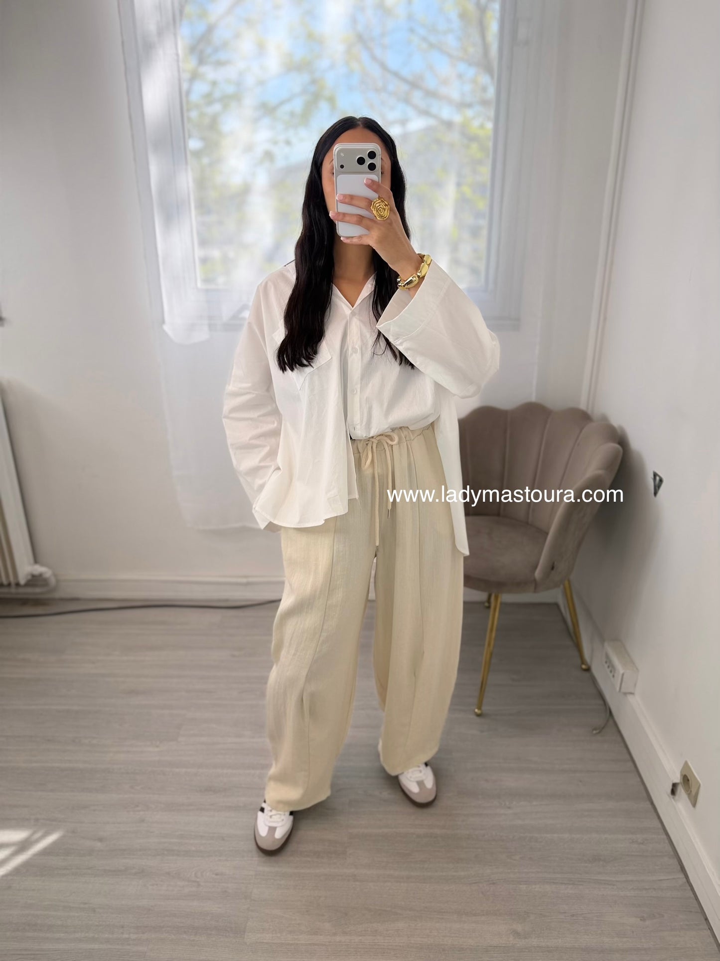 Pantalon Effet lin - Beige