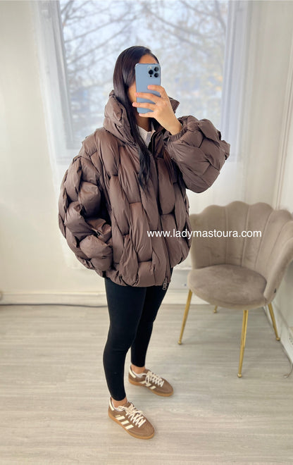 Doudoune tressée - choco Précommande expédition le 22 novembre