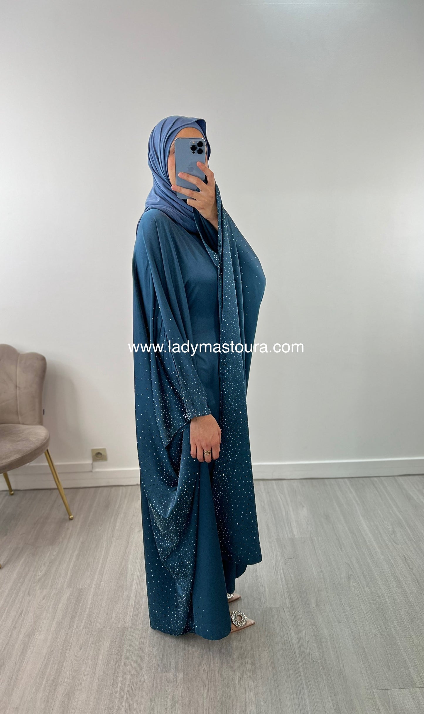 Abaya Farasha Rhadia - Bleu canard